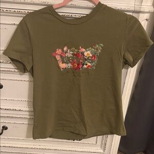 Levi's Olive Green Floral Logo Short Sleeve Tee